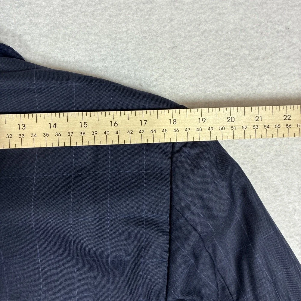 Vintage Polo Ralph Lauren Mens Navy Wool Cashmere Check Blazer 39S Made in Italy